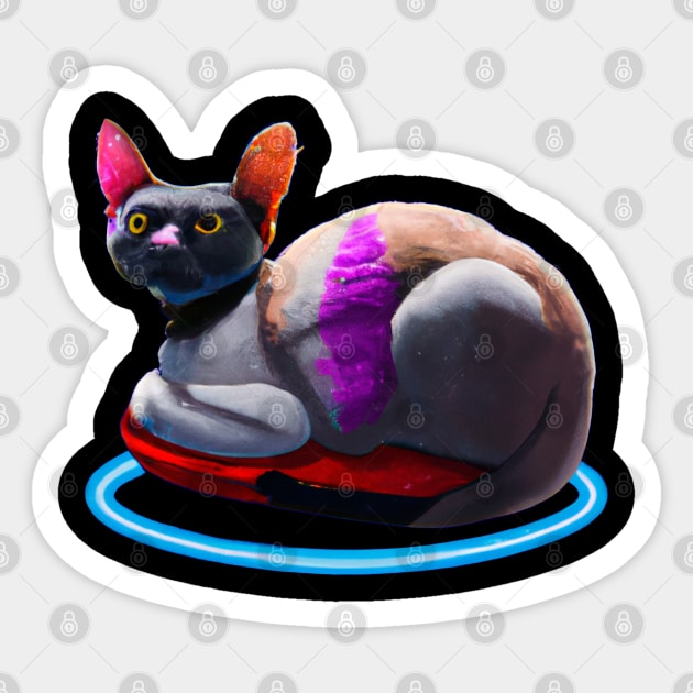 Cyberpunk Kitty Sticker by Bigrum P. Bear Designs